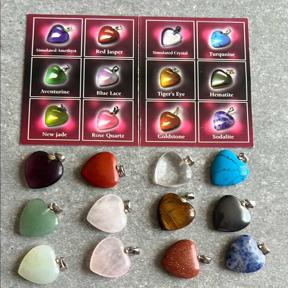 Heart-Shaped stone, crystal & lab created pendants!